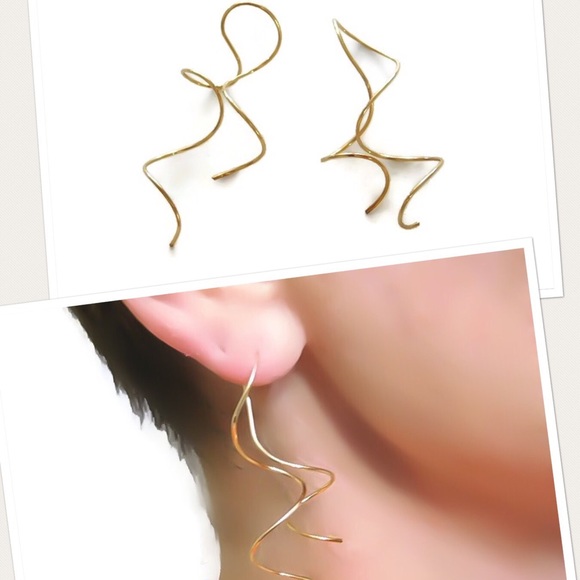 14K Gold Spiral Threader Earrings - Picture 2 of 6